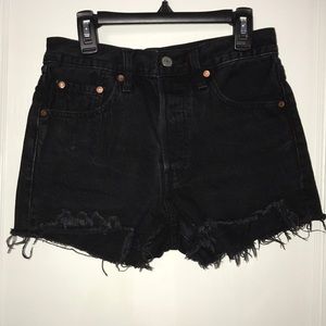 Levi’s black 501 shorts; Size 0